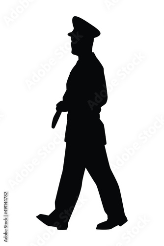 Soldier silhouette vector isolated on white background, military man in parade.