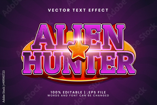 Alien hunter 3d editable text effect with game and magic text style