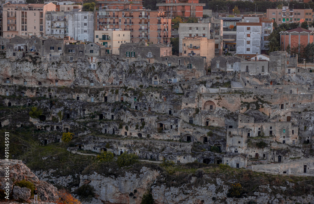 Sassi in the city of Matera Italy at sunset - travel photography