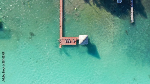 Canvastavla Laguna Bacalar en México con embarcadero
