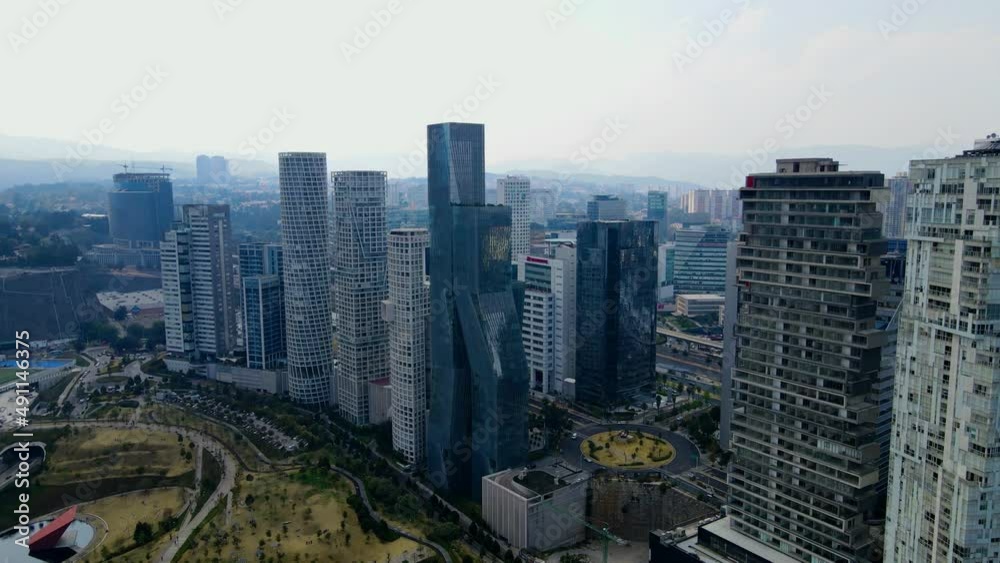 Santa Fe Mexico City Drone Shot, Skyscraper, Skyline Santa Fe Mexico City Drone Shot, Skyscraper, Skyline