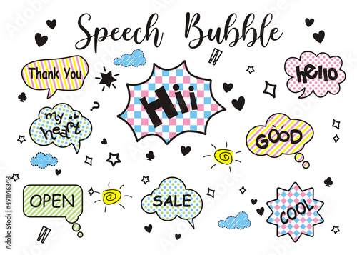Comic handwritten speech bubble set