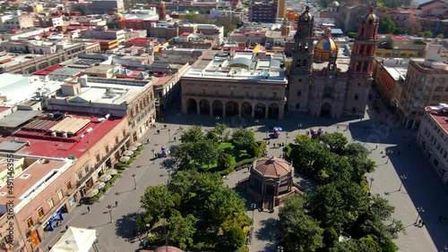 Plaza de Armas, Central Park, San Luis Potosi, Mexico, Drone Shot 4K photo