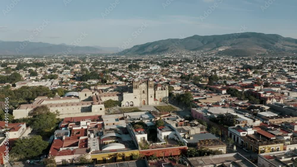 Templo de Santo Domingo de Guzmán At The City Of Oaxaca In Mexico. Aerial Drone Shot Templo de Santo Domingo de Guzmán At The City Of Oaxaca In Mexico. Aerial Drone Shot
