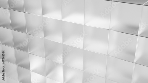 Turbid translucent white glass bathroom wall (3D Rendering)