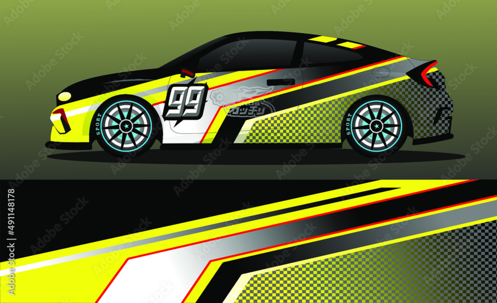 Racing car wrap design vector. Abstract graphic stripe racing ...