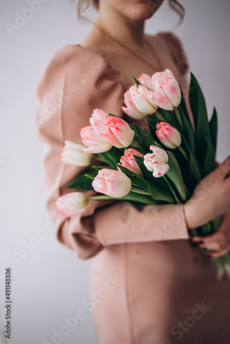 tulips. Flowers for women's day. Pink