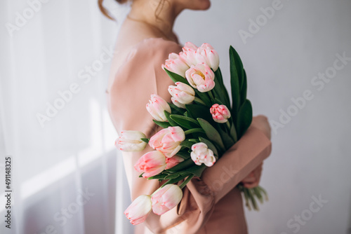 tulips. Flowers for women's day. Pink