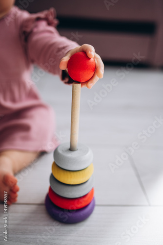 girl collects pyramid a multi-colored