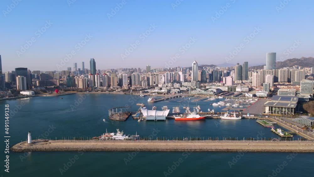 Qingdao Olympic Sailing Center Sailing Pier Building Landscape Skyline Aerial Photography Qingdao Olympic Sailing Center Sailing Pier Building Landscape Skyline Aerial Photography