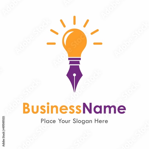 pen lamp vector logo template. suitable for education, business, product 