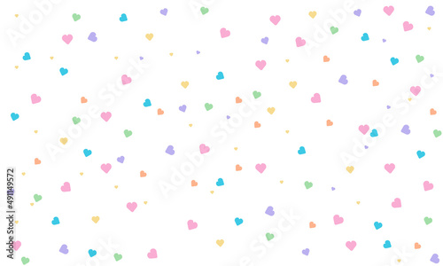 Hearts colorful pattern on Happy Valentine's day white background and texture. Vector illustration
