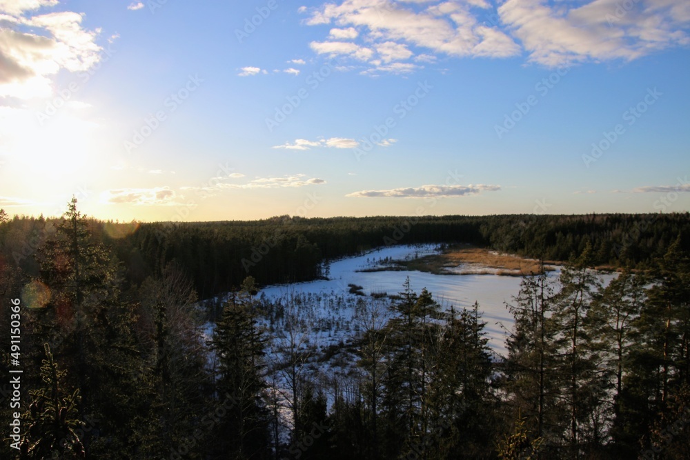 sunset over the river