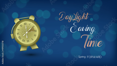 Daylight saving time. Spring forward one hour concept. web banner, poster design vector illustration.