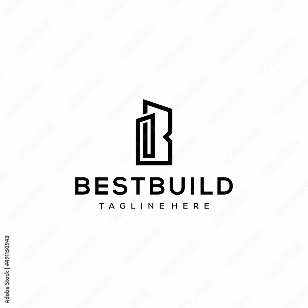 Creative modern real estate B building sign logo design template