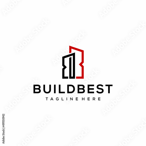 Creative modern real estate building with initial BB sign logo design template
