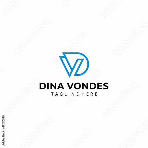 Creative Illustration modern initial VD or DV sign geometric logo design template