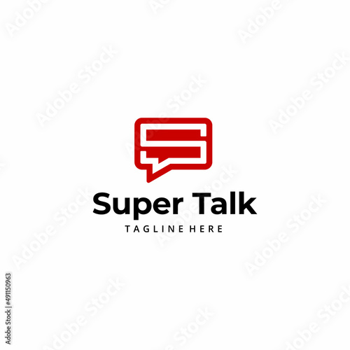 Creative Illustration modern S with bubble talk sign geometric logo design template © atapdesain