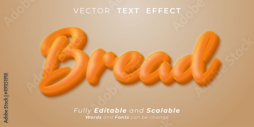 Bread text effect, Editable three dimension text style