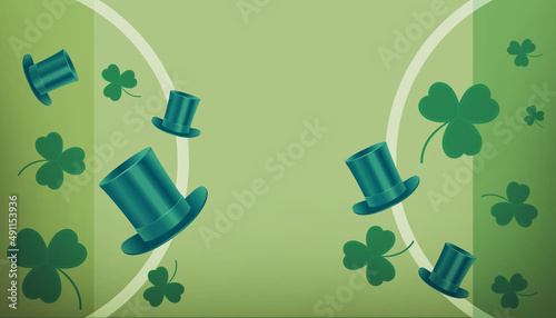 Abstract Background. Happy St. Patrick's Day. Green Hat and design for banner, promotion, Colorful Flowers, Tulips, Greeting Card, Copy Space, website -3d Rendering