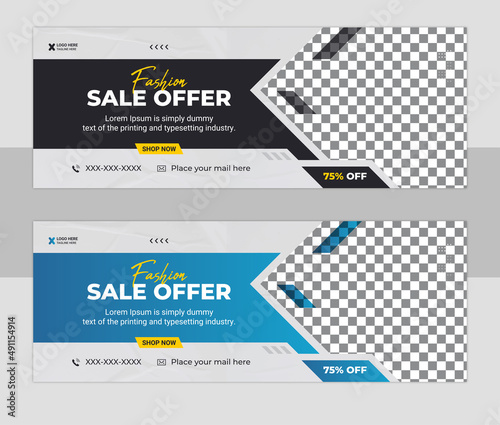 Fashion sale social media cover design template. Fashion sale social media cover design
