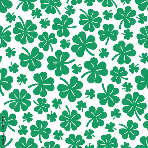 Shamrock pattern, St. Patrick's Day background. Shamrock and lucky clover seamless pattern, Vector illustration