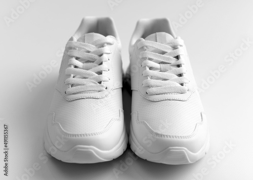 New white sneakers for running sport and jogging