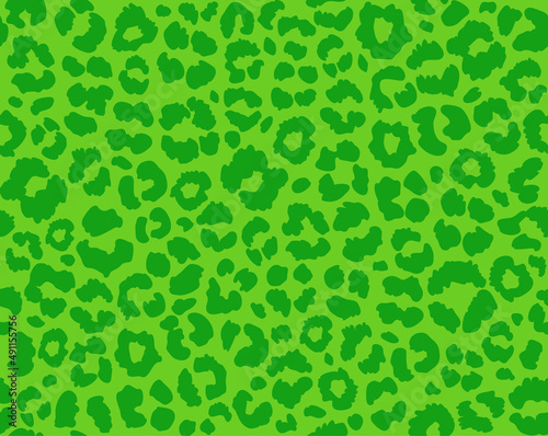Green leopard seamless pattern, St. Patrick's Day background, Green cheetah repeating pattern, Vector illustration