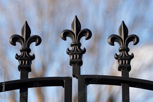 Closeup of a wrought iron gate