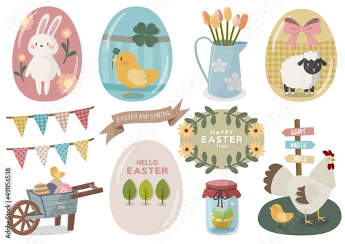 Happy Easter sticker set , ハッピーイースターステッカーセット,SVG
