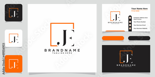 Fotografía Initials letter JE logo vector design with business card design