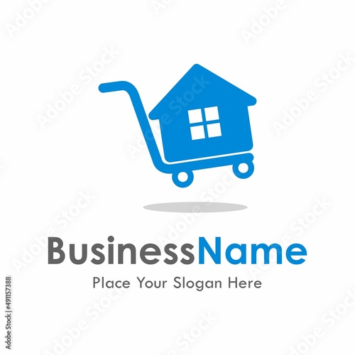 Trolley home delivery vector logo template. Suitable for business,  shopping and web