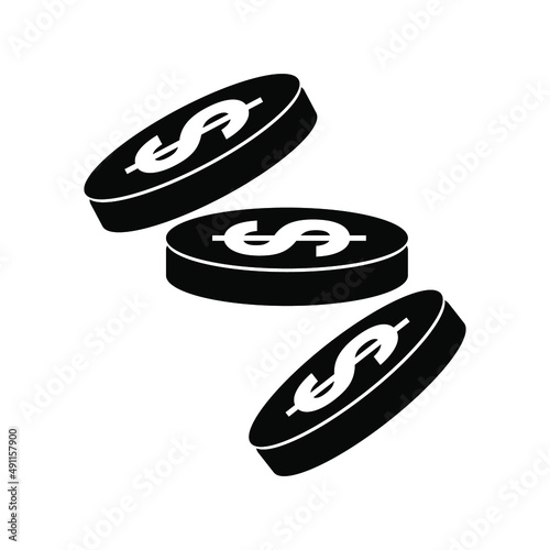 penny dollar coin icon vector, payment instrument. simple isolated