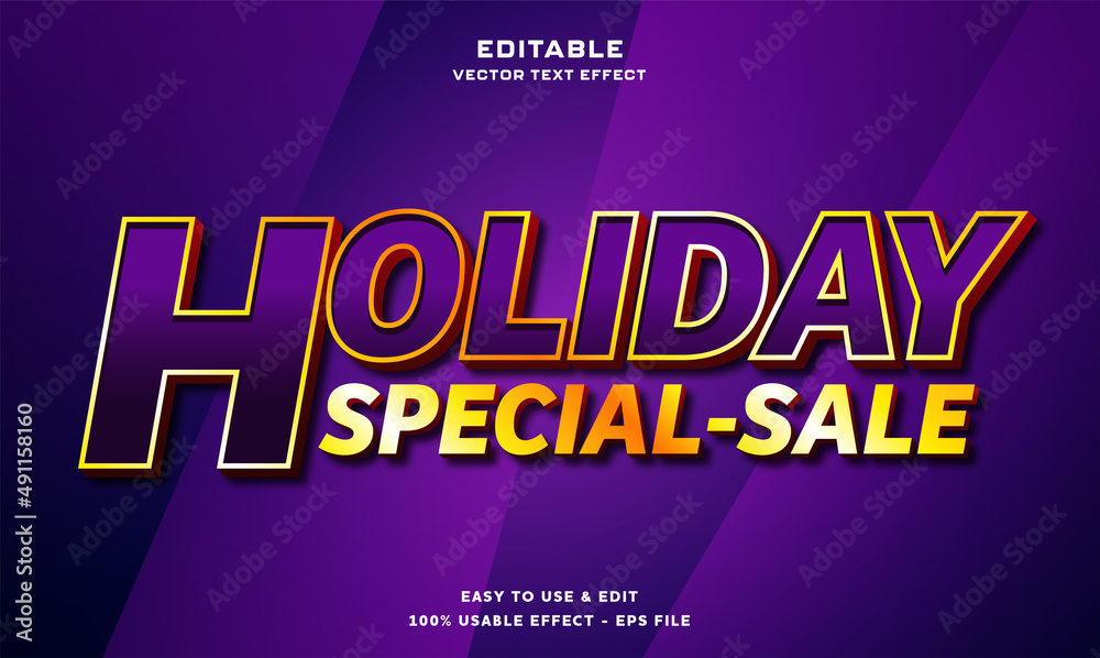 holiday special sale editable text effect with modern and simple style, usable for logo or campaign title