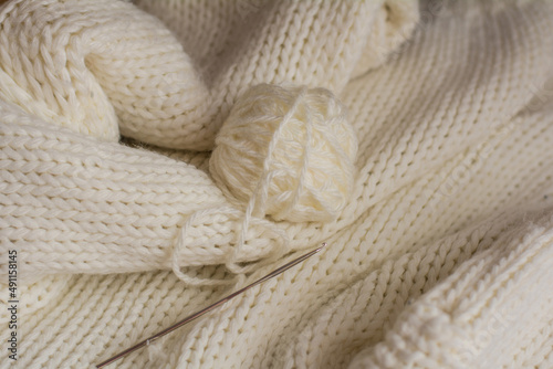 close up of knitting needles