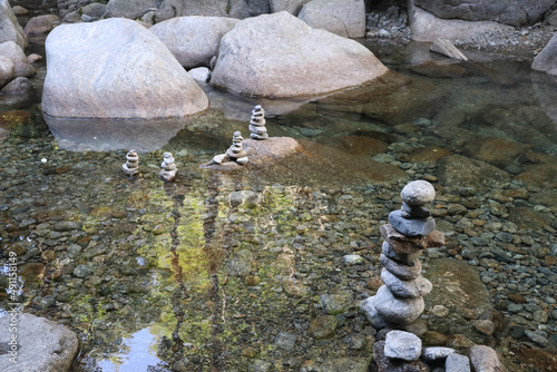 Photography valley water, stone tower