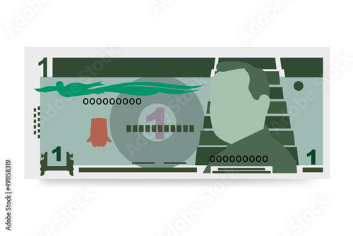 Guatemalan Quetzal Vector Illustration. Guatemala money set bundle banknotes. Paper money 1 GTQ. Flat style. Isolated on white background. Simple minimal design.