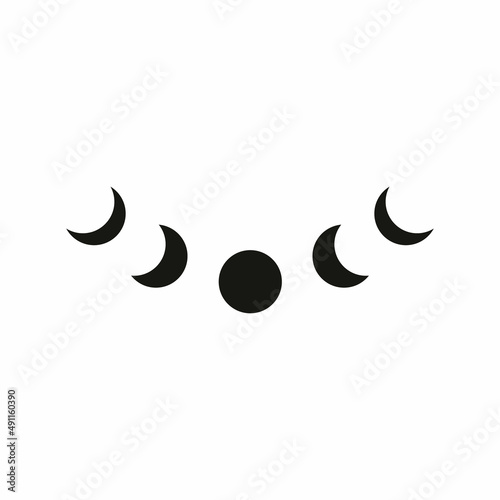 Moon vector icon. Black moon icon. Celestial crescent isolated elements.