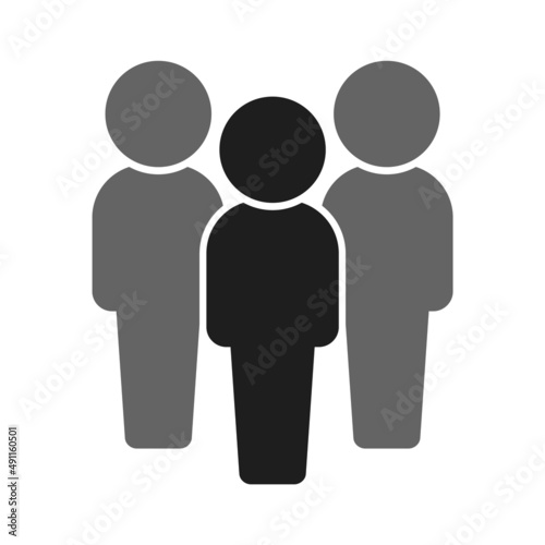 ひとりが目立つ3人の人のアイコン・ピクトグラム - 密・リーダー・監視のイメージ素材