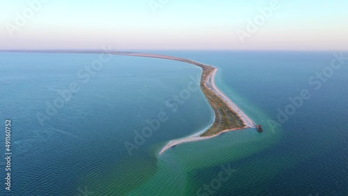 View of the sandy spit from a bird's eye view. Kinburn peninsula, Ukraine, Europe. photo