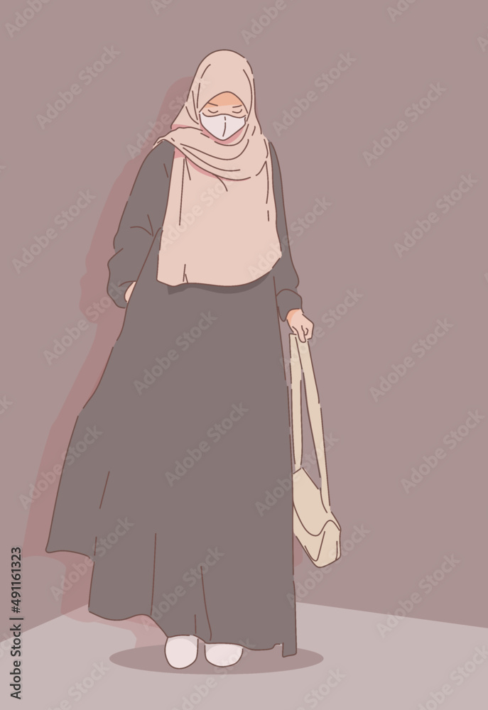HIJAB MUSLIM WOMEN BLACK DRESS