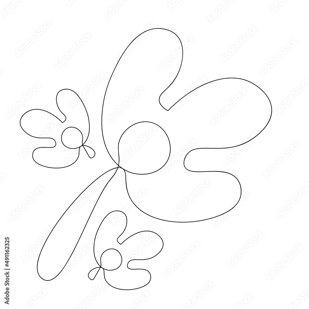Bird with a Flower in Beak. Hand Draw Line Vetor Bird with a Flower in Beak. Hand Draw Line Vetor