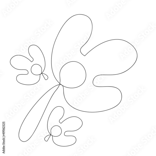Bird with a Flower in Beak. Hand Draw Line Vetor