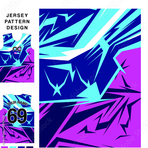 Jersey printing design pattern racing for soccer, badminton, basketball, volleyball, gaming, racing and fishing team uniforms. Fabric pattern. Sport background. Vector