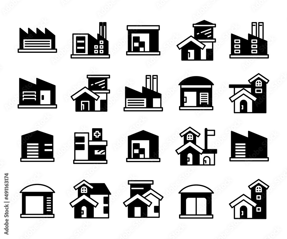 building icons set vector building icons set vector
