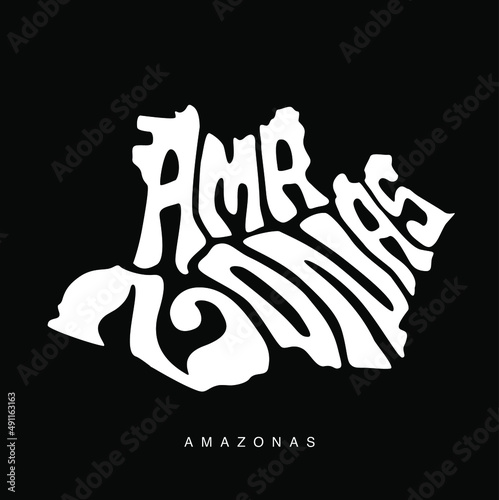 State of Amazonas map typography. Amazonas state lettering vector.