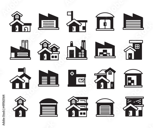 building icons set vector