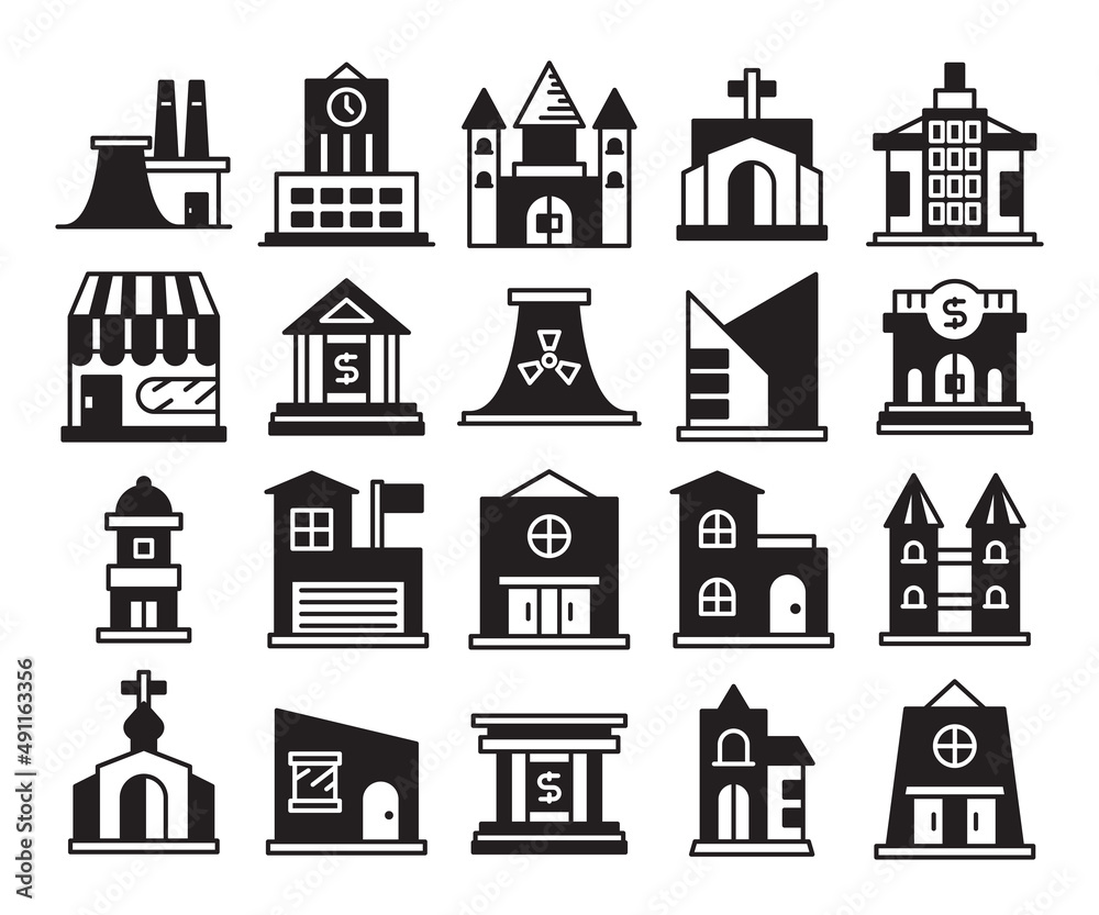 building icons set vector