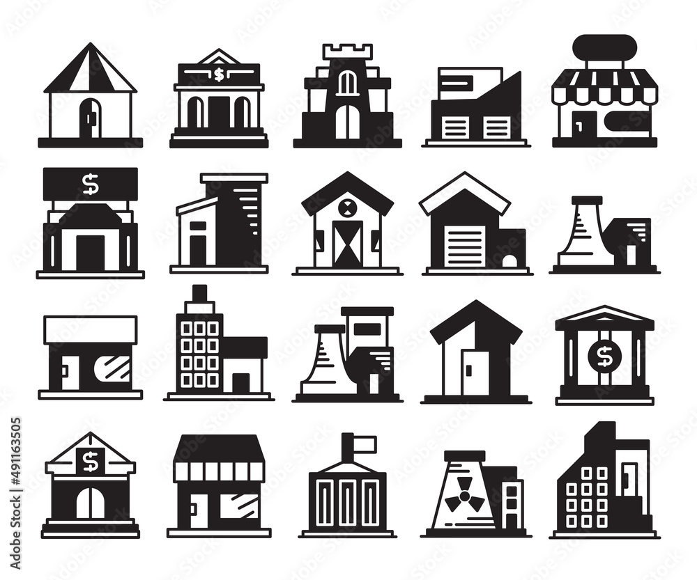 building, house, city icons set