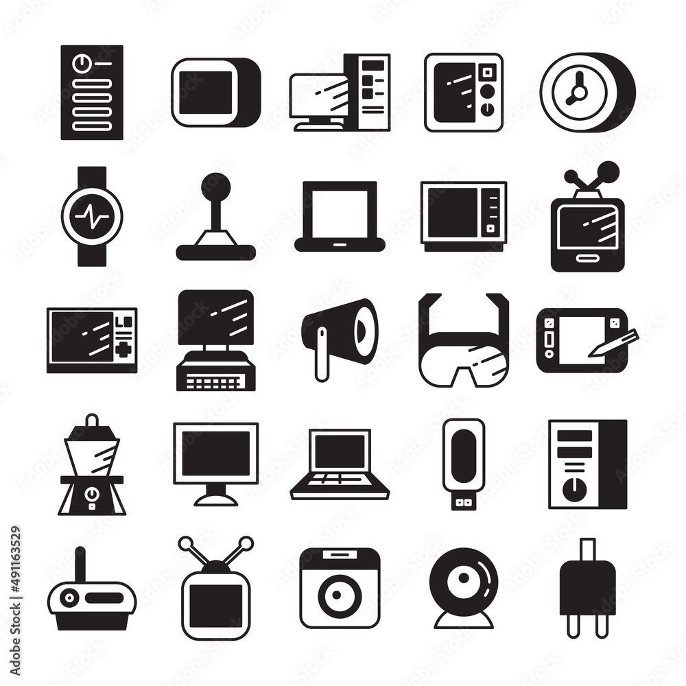 electronic device and appliance icons set 